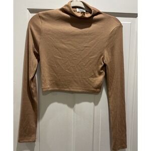 Princess‎ Polly Tan Long Sleeve Ribbed Crop Top Size 6